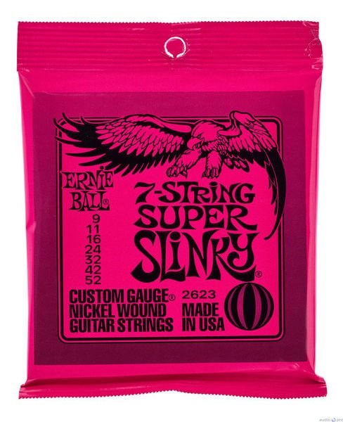 Ernie Ball Super Slinky Nickel Wound 7-String Electric Guitar Strings 9-52 Gauge