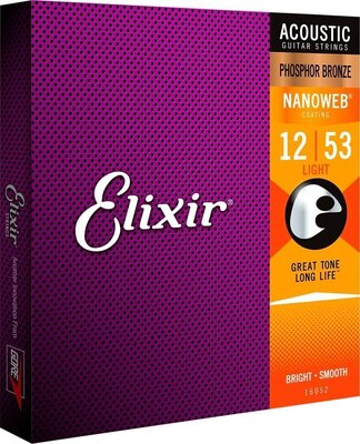 Elixir Acoustic Phosphor Bronze with NANOWEB Coating Light 12-53