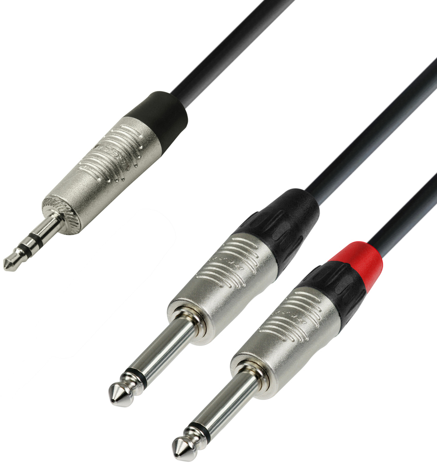 Adam Hall Cables 4 Star Series - Audio Cable REAN 3.5 mm Jack stereo to 2 x 6.3 mm Jack mono 3.0 m