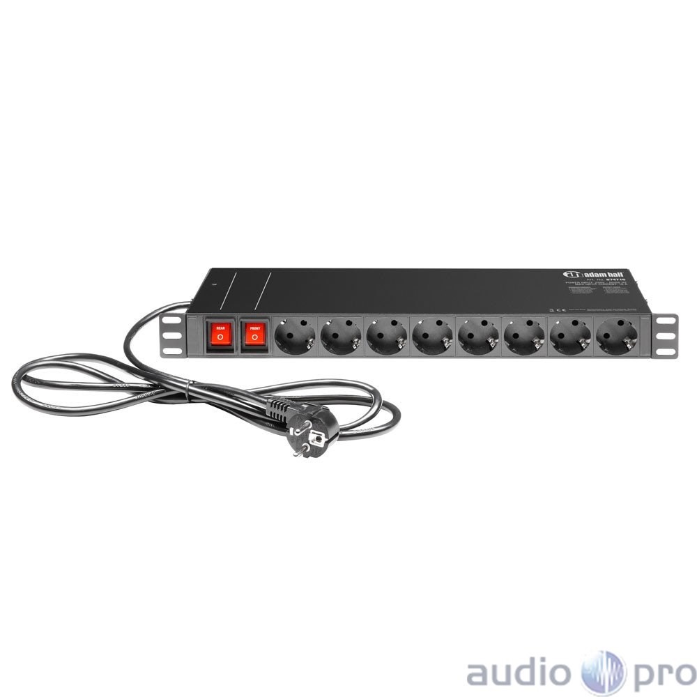 Adam Hall 19 Parts 874716 19 inch 1U Mains Power Strip with 16 Sockets