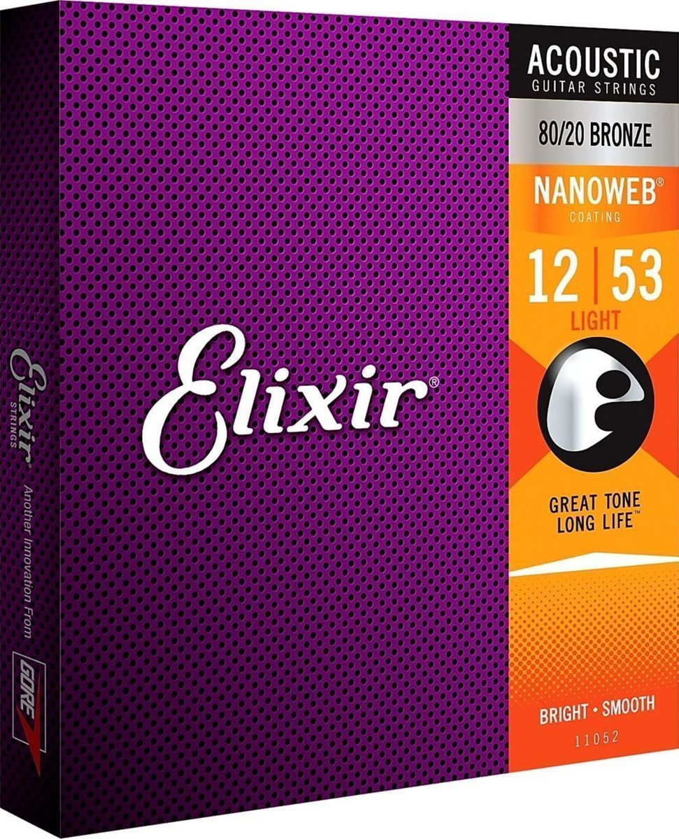 Elixir Acoustic 80/20 Bronze with NANOWEB Coating Light 12-53