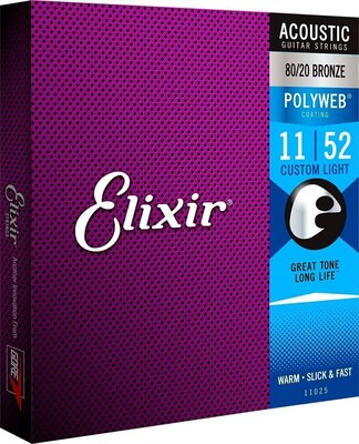 Elixir Acoustic 80/20 Bronze with POLYWEB Coating Custom Light 11-52
