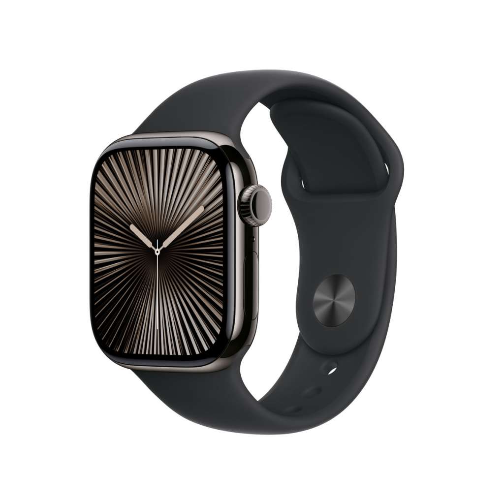 Apple Watch Series 10 GPS + Cellular 42mm Slate Titanium Case with Black Sport Band - S/M