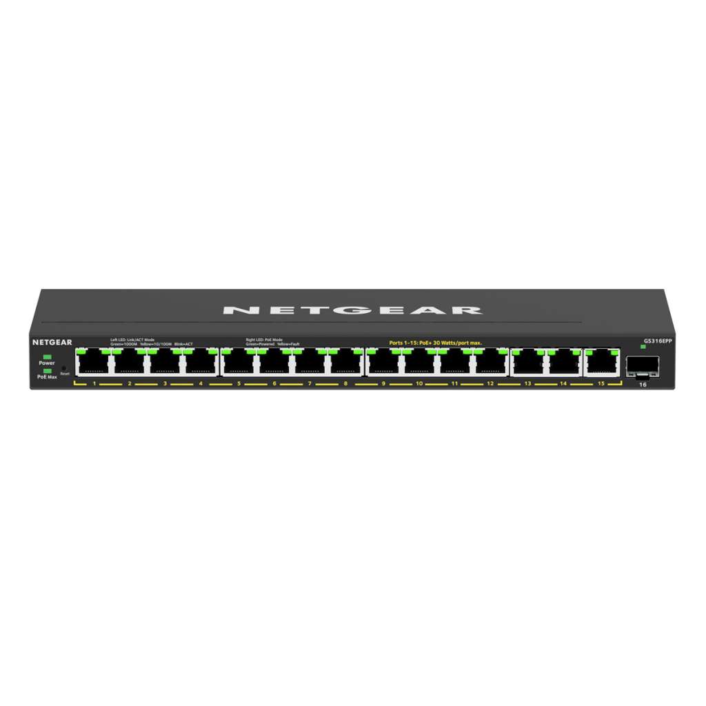 NETGEAR GS316EPP 16-Port High-Power PoE+ Gigabit Ethernet Easy Smart Essentials Switch