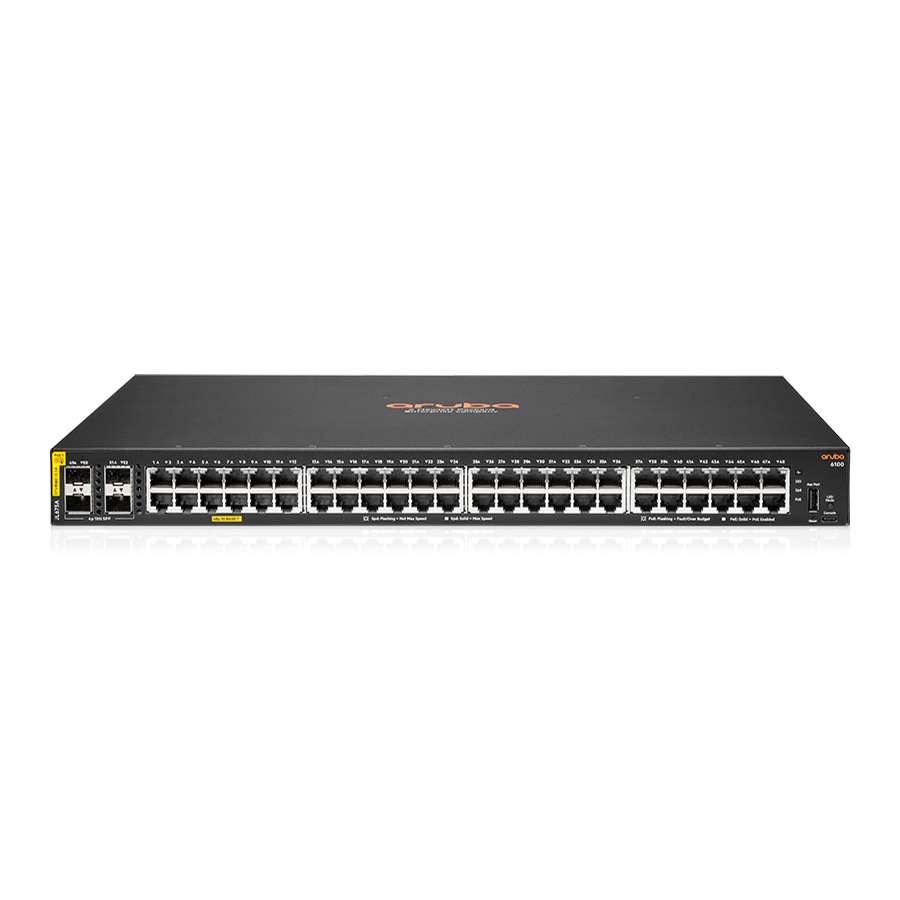 HPE Aruba Networking CX 6100 48G Class4 PoE 4SFP+ 370W Switch