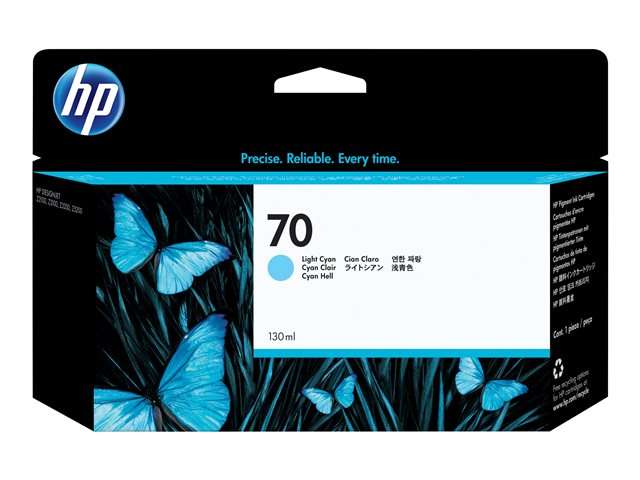 HP 70 130-ml Light Cyan DesignJet Ink Cartridge